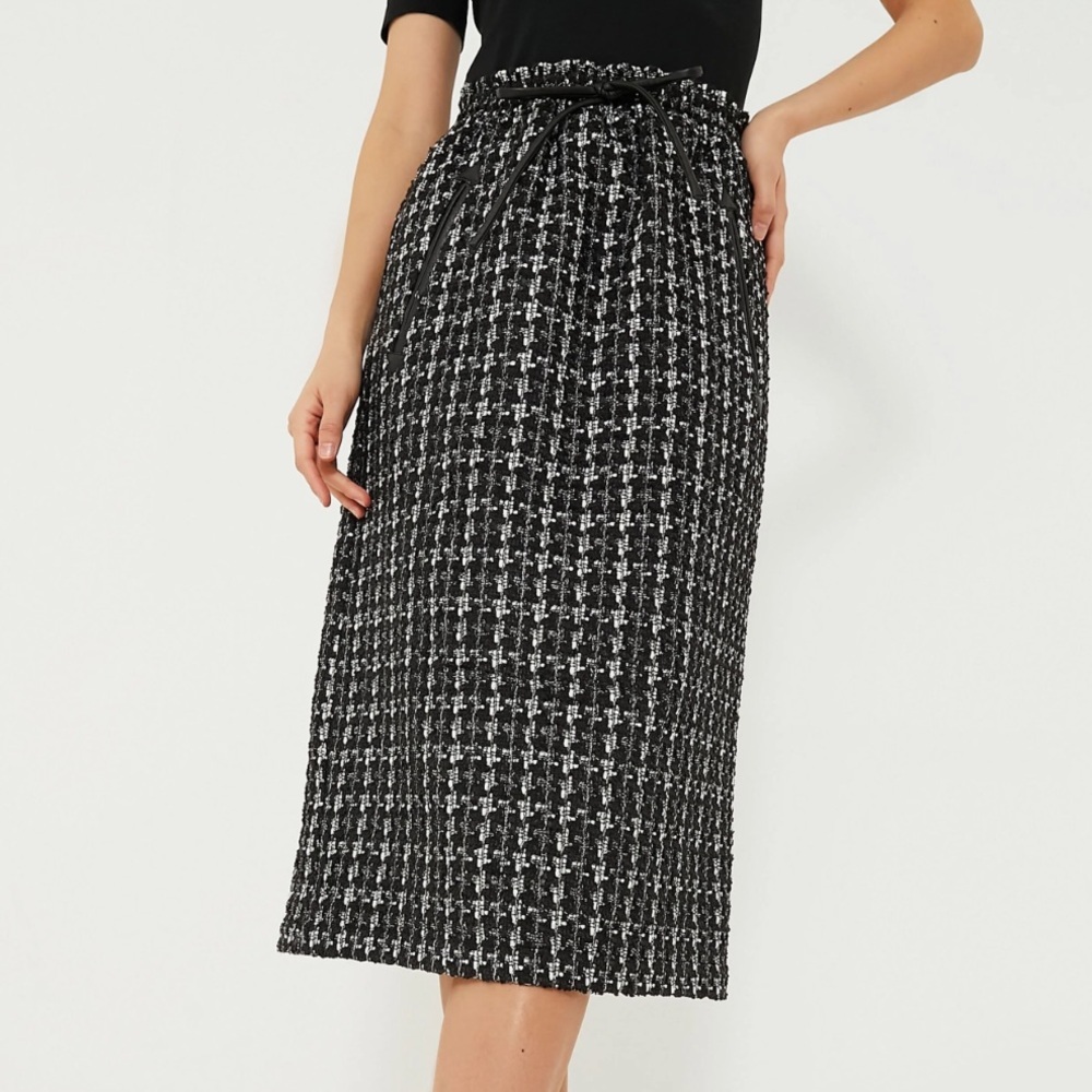 Tuckernuck women’s skirt Onyx Tweed Cece Midi NEW black cream